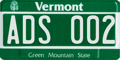 VT license plate ADS002