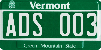 VT license plate ADS003