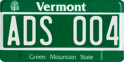 VT license plate ADS004