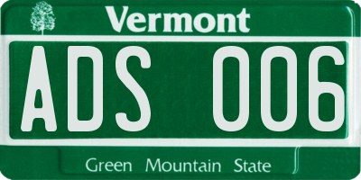 VT license plate ADS006