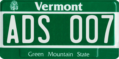 VT license plate ADS007