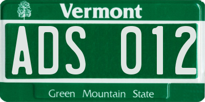 VT license plate ADS012