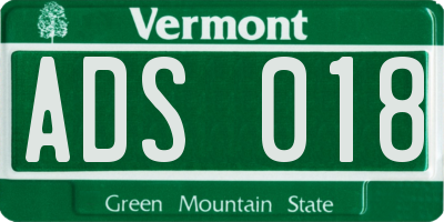 VT license plate ADS018
