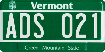 VT license plate ADS021