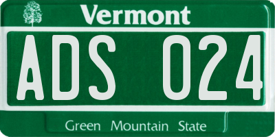 VT license plate ADS024