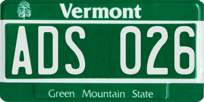 VT license plate ADS026