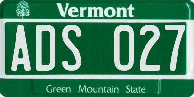 VT license plate ADS027