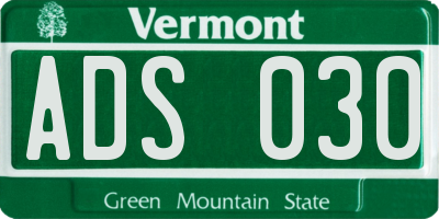 VT license plate ADS030