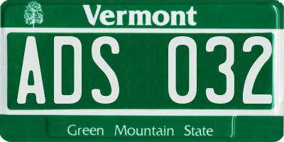 VT license plate ADS032