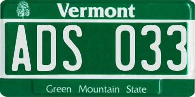 VT license plate ADS033
