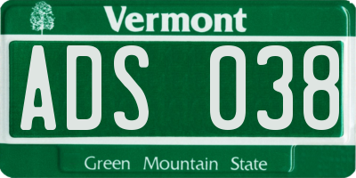 VT license plate ADS038