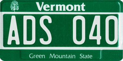 VT license plate ADS040
