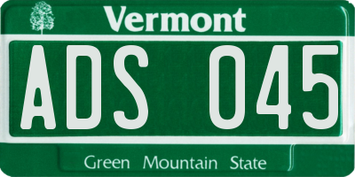 VT license plate ADS045