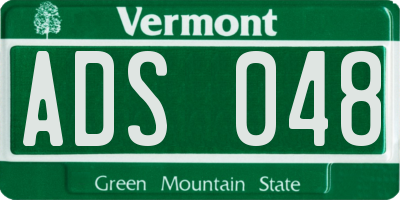 VT license plate ADS048