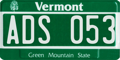 VT license plate ADS053