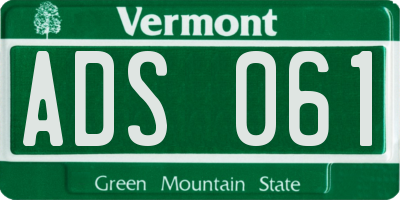VT license plate ADS061