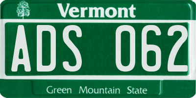 VT license plate ADS062