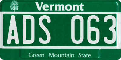 VT license plate ADS063