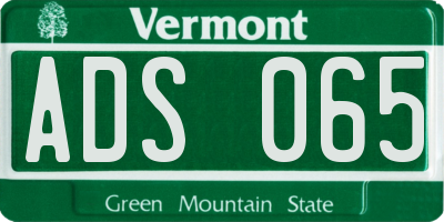 VT license plate ADS065