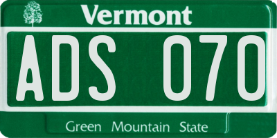 VT license plate ADS070