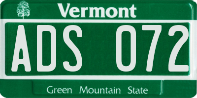 VT license plate ADS072