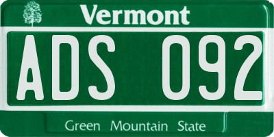 VT license plate ADS092