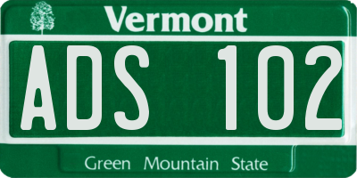 VT license plate ADS102