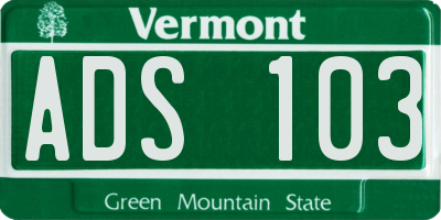 VT license plate ADS103