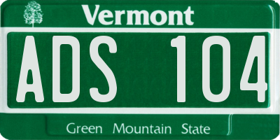 VT license plate ADS104