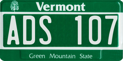 VT license plate ADS107