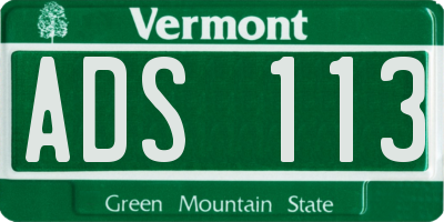 VT license plate ADS113