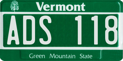 VT license plate ADS118