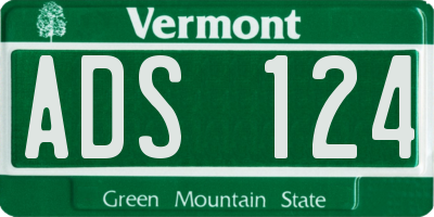 VT license plate ADS124