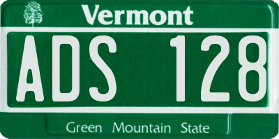 VT license plate ADS128