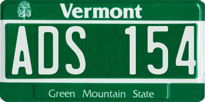 VT license plate ADS154