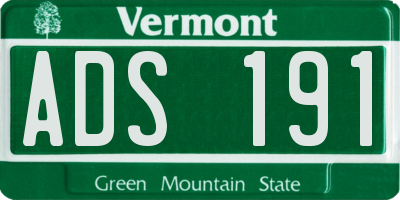 VT license plate ADS191