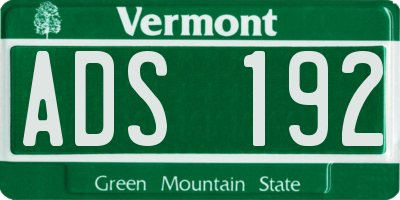 VT license plate ADS192