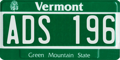 VT license plate ADS196