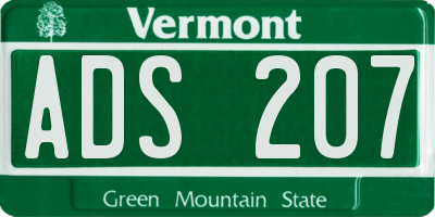 VT license plate ADS207