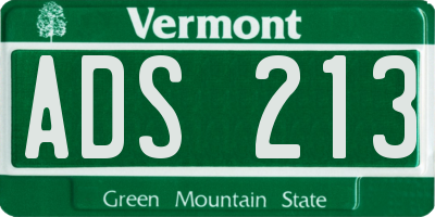 VT license plate ADS213