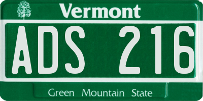 VT license plate ADS216