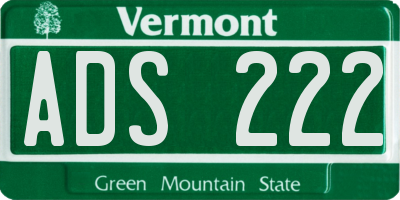 VT license plate ADS222