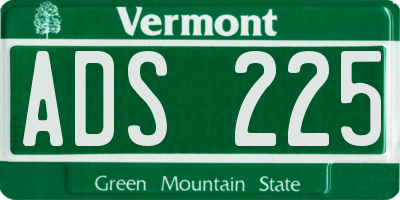 VT license plate ADS225