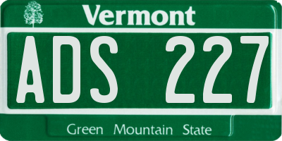 VT license plate ADS227