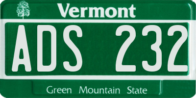VT license plate ADS232