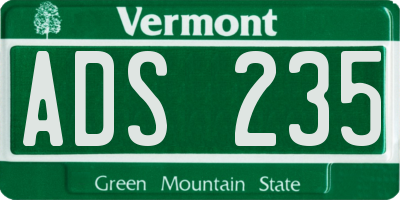 VT license plate ADS235