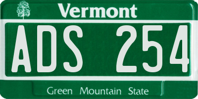 VT license plate ADS254