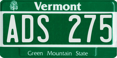 VT license plate ADS275