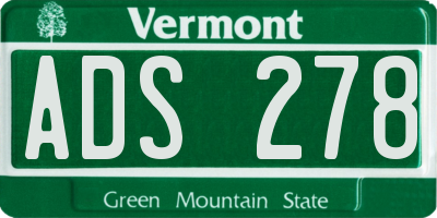 VT license plate ADS278