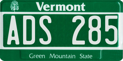 VT license plate ADS285